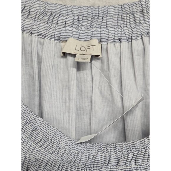 Loft Womens Large Striped Shift Dress Eyelet Off the Shoulder Peasant Milkmaid - Picture 5 of 7